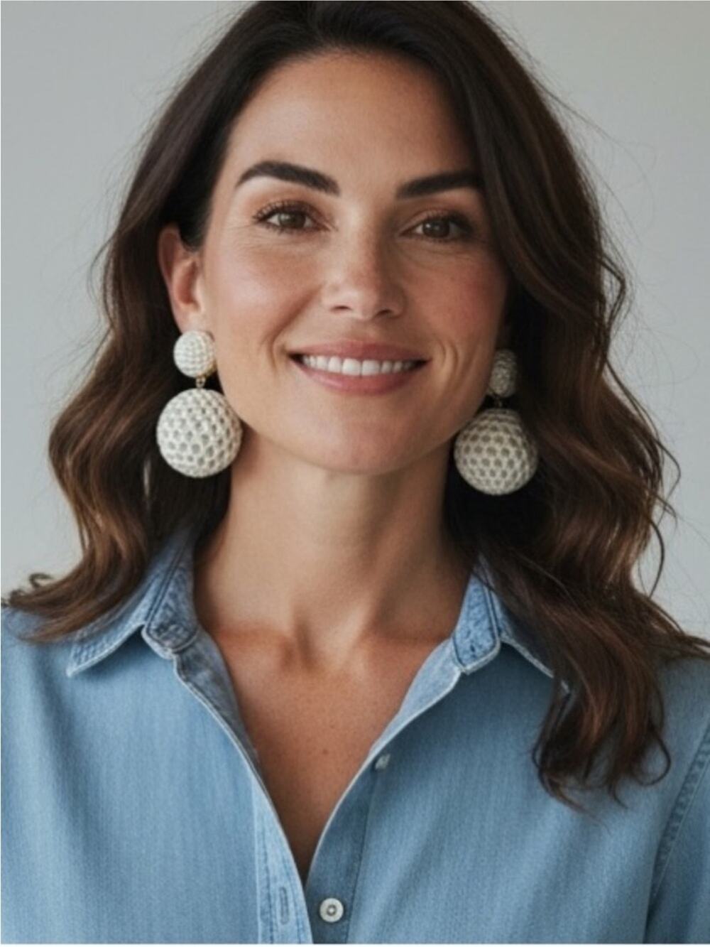 Tuckernuck CREAM NETTING LANTERN Earring NWT Coastal Neutral Beach Summer NWT